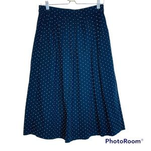 J Crew Cotton Polka Dot Pleated Pull On Midi Skirt